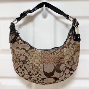 Coach Soho Crescent Hobo Signature Canvas Patchwork Leather Trim Vintage Y2K